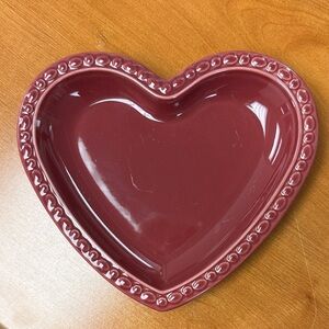 Longaberger pottery valentines heart shaped plate. Made in the USA.